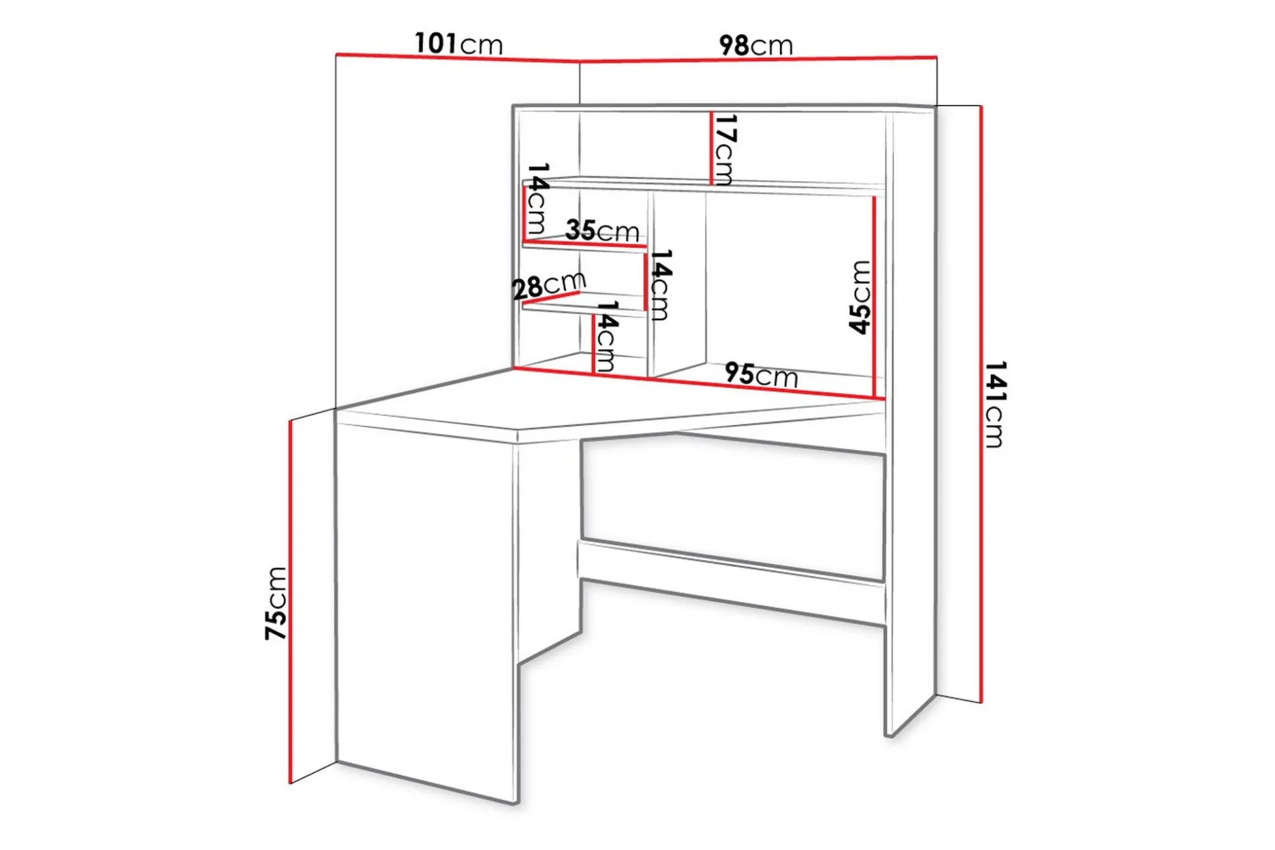 Zayden Skrivebord 101 cm